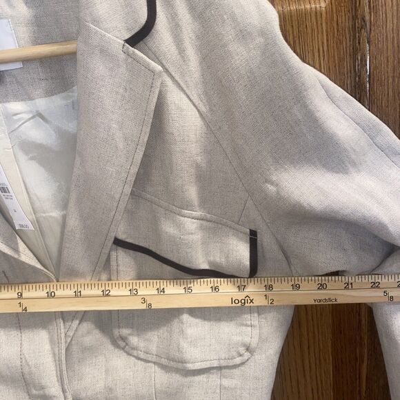 NWT LOFT Ann Taylor Blazer Jacket Women’s 14 Linen Lined Belt Two Snap Buttons - Picture 9 of 11